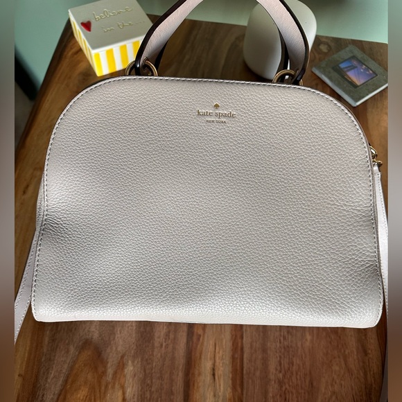 Kate Spade NISHA Atwood Zip purse cityscape pebbled Leather handles & strap gray - Picture 11 of 17